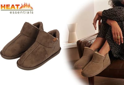 Heat Essentials - Suede Pantoffels Dames - Taupe- 37/38 - Dames Pantoffels - Sloffen Dames - Ook Als Heren Pantoffels Beschikbaar