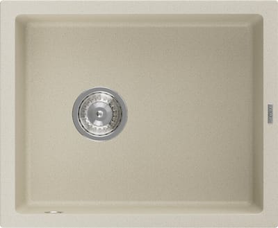 Mexen Pedro granieten gootsteen 1-komor 560 x 460 , beige, chroom sifon - 6508561000-69