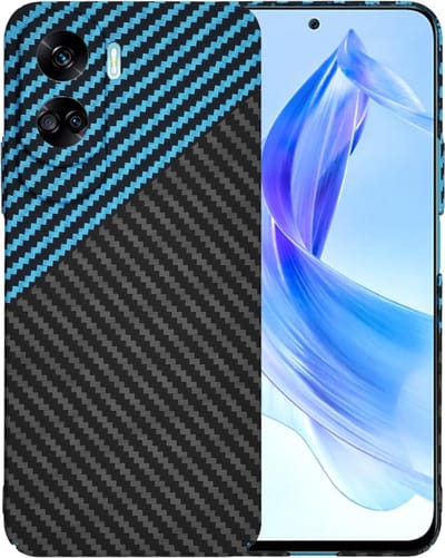 Hoesje geschikt voor HONOR 90 Lite - Techsuit Carbonite FiberShell Carbon Back Cover - Blauw/Zwart
