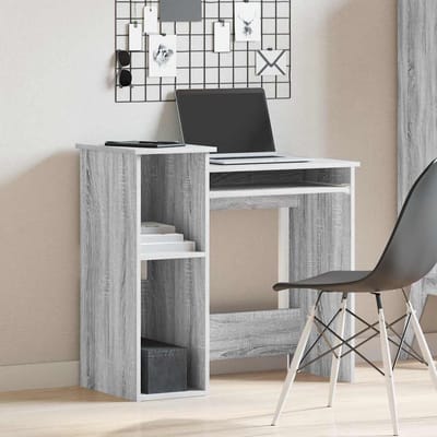 vidaXL - Bureau - met - schappen - 84x40x78 - cm - bewerkt - hout - grijs - sonoma