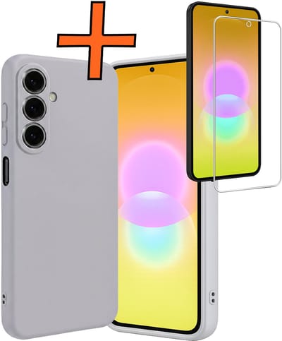 Hoes - Met Screenprotector - Geschikt voor Samsung Galaxy A27 - Sterk & Shockproof - Back Cover - Siliconen Case - Telefoon Hoes - Lila