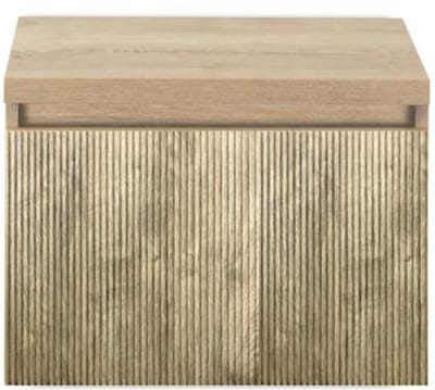 Frozen 3D Badmeubelset 60 cm - Greeplijst in Kleur - Inclusief Wastafelbovenblad French Oak