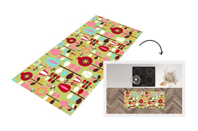 Keukenloper 120x50 cm - Keukenmat vinyl Patronen - Bloemen - Kleuren - Keukenmatten loper - Keuken vloerkleed tapijt
