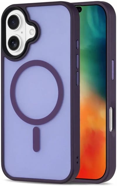Hoesje Geschikt voor iPhone 16 Plus - Compatibel met MagSafe - Matte Beschermhoes - Back Cover met Magneet - Paars