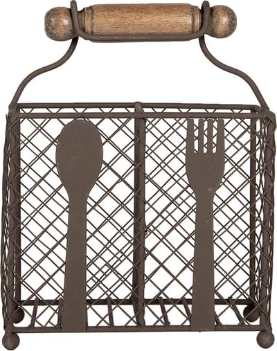 Clayre & Eef Bestekhouder 19x11x24 cm Bruin Metaal