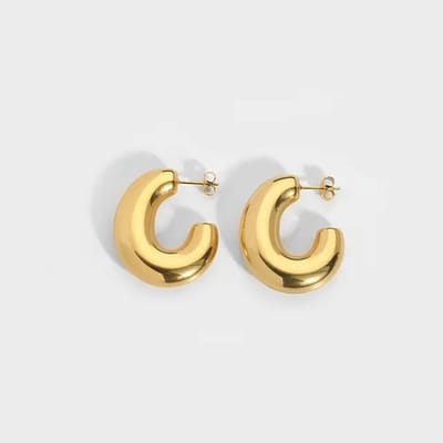 Chunky Hoops - Statement oorringen - Brede dames oorbellen - Stainless Steel - Goudkleurige grote oorbellen