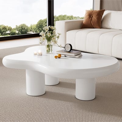 STILVORA Salontafels - Onregelmatige Salontafel Met Gelakte Oppervlakte - 97x67x32 cm - MDF - Wit