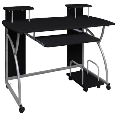vidaXL - Computerbureau - 110x52x88,5 - cm - bewerkt - hout - zwart