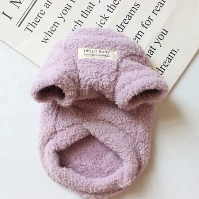 OLOEY Effen kattentrui- dubbellaagse fleece hondentrui- zachte en warme puppyjas met riemring (paars- extra groot)