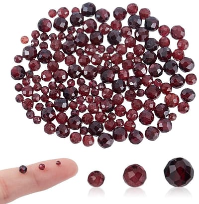 Dailygoods- Granaatkralen 150 stuks - Donkerrode Edelsteenkralen - Facet Ronde Kralen - 2 mm/3 mm/4 mm - Natuurlijke Kralen - Voor Sieraden Maken