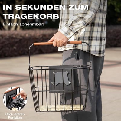 Fietsmand voorop met handvat - Afneembare mand inclusief bevestigingsmateriaal