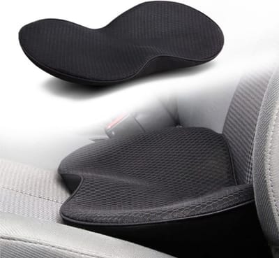 Autowigkussen - Zitkussens - Autostoelkussen Van Traagschuim - Voor Kantoor, Auto en Rolstoel - Traagschuim Lumbale Steun - Ergonomisch Stuitkussen Wigkussen - Ischias en Pijnverlichting - Zwart - 1 Stuk