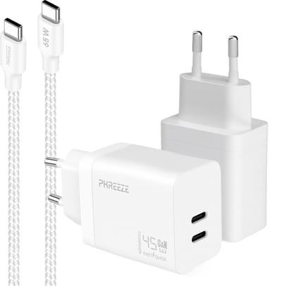 Phreeze usb C snellader 45w met usb C naar usb C kabel 1 meter