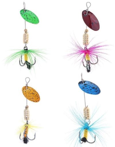 Dailygoods- Vissen Aas 4 Stuks - Hard Metalen Aas - Treble Haak - Hoog Koolstofstaal - Spinner Bait - Levensechte Acties - Vislures