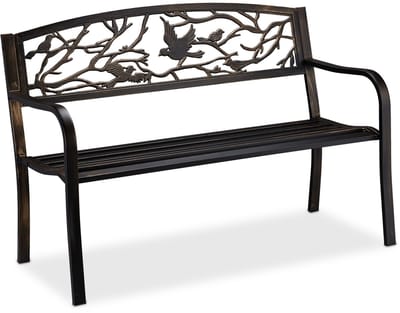 tuinbank - 2-persoons - vogel - 127 breed - staal - buitenbank - zwart-brons