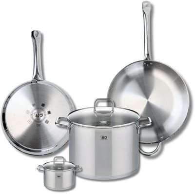 Set van 2 Bakpannen 28 en 32 cm en 2 Kookpotten 12 en 26 cm Elo Profi Citrin