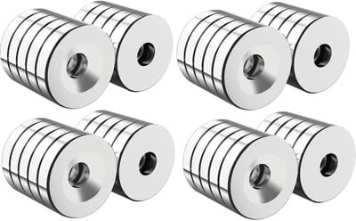Brute Force – Schijfmagneten - Ringmagneten met gat - 20 x 3 mm - Magneet met Schroefgat – 40 Stuks