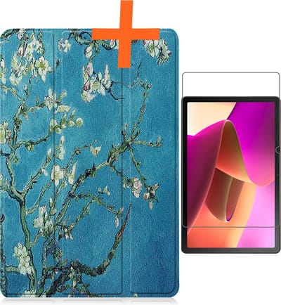 Hoesje - Geschikt voor Lenovo Tab M10 (3e / 3rd generatie) - Met Screenprotector - Trifold Bookcase - Hard Cover - Hardcover Book Case - Tablet Hoes - Bloesem