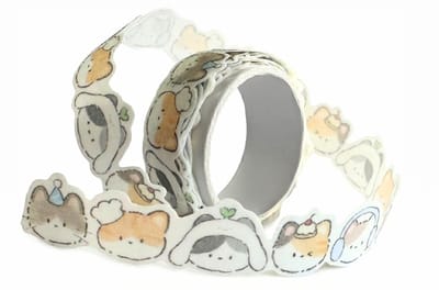Ainy Stickers Kitten - Stickers rol met 15mm*200mm van 25- ideaal voor kinder werkboek, bullet journal en knutselen