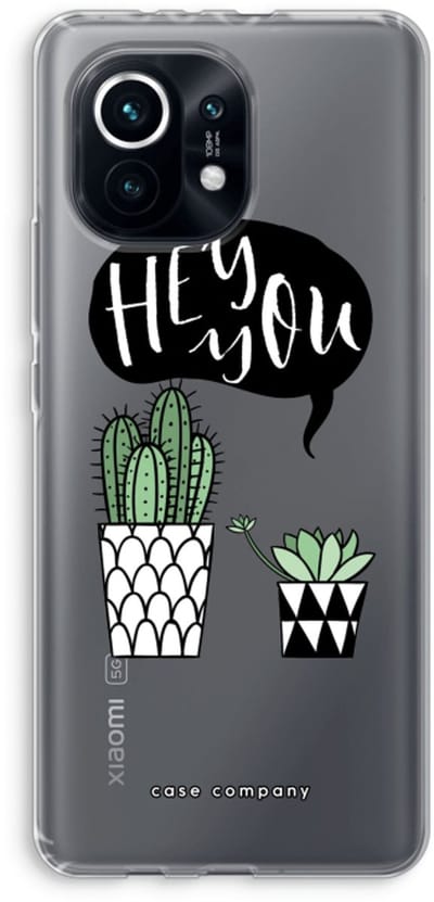 Case Company® - Hoesje geschikt voor Xiaomi Mi 11 hoesje - Hey you cactus - Soft Cover Telefoonhoesje - Bescherming aan alle Kanten en Schermrand