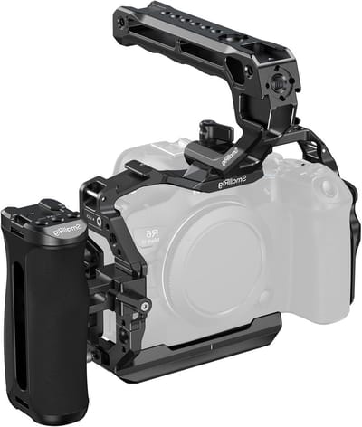 Camera Cage Kit voor Canon R6 Mark II met Handgrepen, Kabelklem en Quick Plate voor Stabiele Opnames en Lage Hoeken