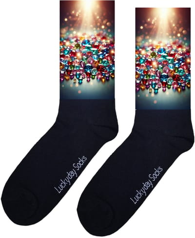 Edelstenen - Valentijns Cadeau - Valentijn sokken - Grappige sokken - Leuke sokken - Hem Haar sokken - Vrolijke sokken - Sint cadeau - Vaderdag - Moederdag - Verjaardag cadeau - Kerst cadeau - Leuk Cadeau - Bling - Socks maken Happy - 37-44