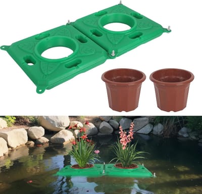 Drijvende Mand - Planten Eiland - Vijver Decoratie - Water Zuiverend - 2 stuks 33x33cm - Groen