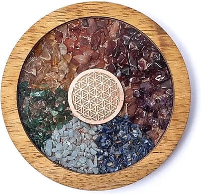 Yogi & Yogini - Onderzetter - hout - Chakra's & Bloem des Levens