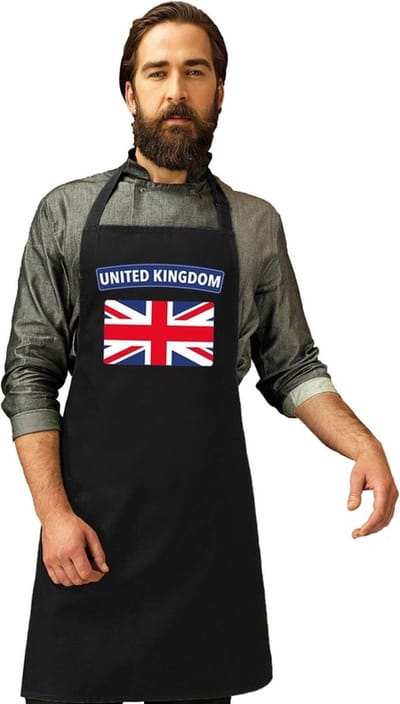 Engelse vlag keukenschort/ barbecueschort zwart heren en dames - United Kingdom schort