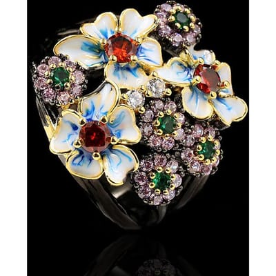 Mode Gekleurde Zirkoon Ring Gouden Ring Dames Sieraden No. 9 white