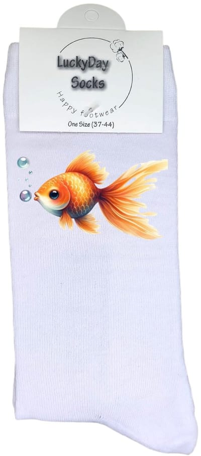 Luckyday Socks - Unisex sokken - Goudvis - cadeau sokken - Maat 37-44