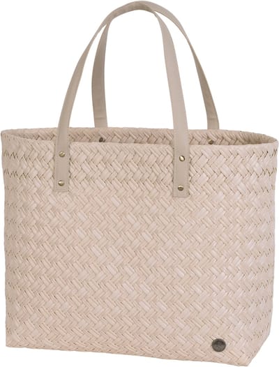 Handed By Faye Shopper – duurzame handgemaakte shopper tas van gerecycled plastic - beige - champagne