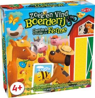 Tactic Zoek en Vind Boerderij - Bordspel - Opvouwbare schuren - 17 Speelfiguren - Vanaf 4 jaar