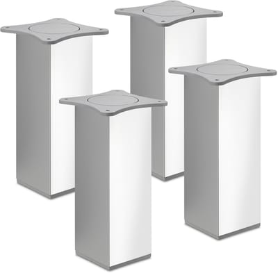 4 St. meubelpoot QUEBEC II 200 mm 65 x 65 mm gepolijst chroom meubelpoten van aluminium van Sotech