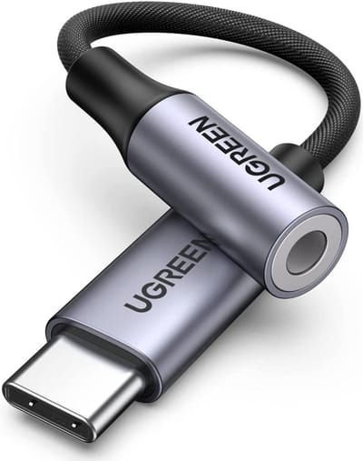 UGREEN USB-C naar 3.5mm Jack Headset Adapter met DAC Chip Geschikt voor Samsung Galaxy S22, S21, S20 series Grijs