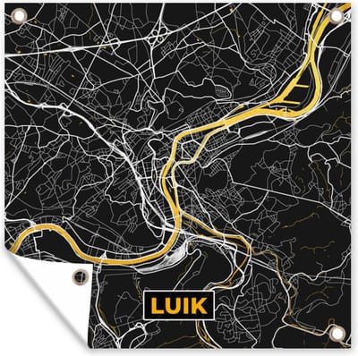 Tuin poster Luik - Gold - Stadskaart - Plattegrond - Kaart - 200x200 cm - Tuindoek