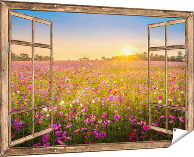 Gards Tuinposter Abstracte Kunst van Verf Kleuren - 60x40 cm - Tuindoek - Tuindecoratie - Wanddecoratie buiten - Tuinschilderij