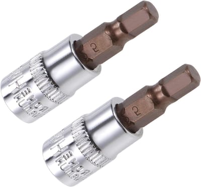 Metalen Hex Bit Socket 5mm, 1/4" Aandrijving, 1.5" Lang, Geschikt voor Vastzetten, 2 Stuks van S2 Legering
