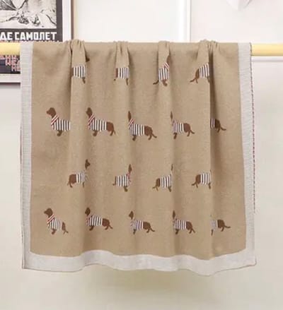 Teckel - Deken - Plaid - Hond - Inbakerdeken - Baby - 100x80cm - Taupe - Bruin - plaid