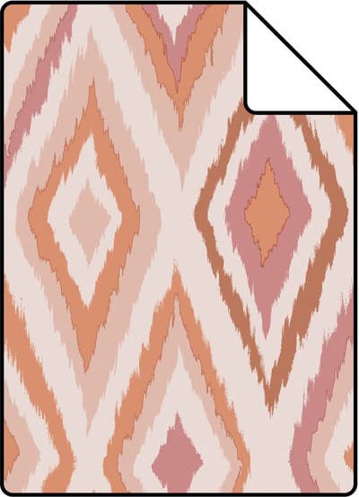 Proefstaal ESTAhome behang ruiten roze en terracotta - 26.5 x 21 cm - 131786-S