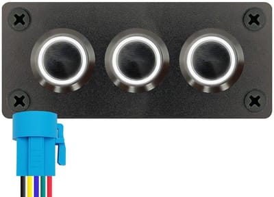 ProRide Metalen drukschakelaars in Drievoudig inbouwpaneel 220V ON-OFF - 19mm - IP67 - LED indicatie Wit