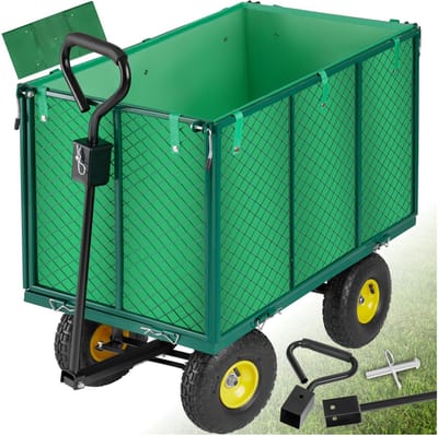 tectake® Bolderwagen met opklapbare zijwanden - Handwagen en transportwagen - Belastbaar tot 544 kg - Transportkar, trolley, strandwagen