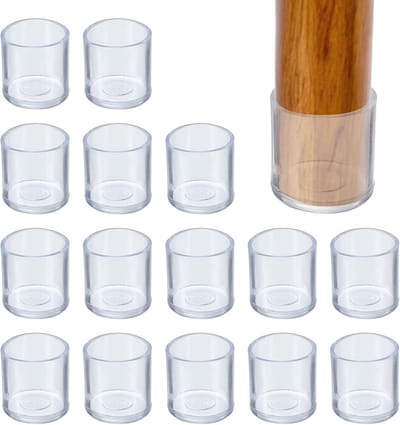 PATIKIL Ronde rubberen stoelpootdoppen tips 3/4 inch, 16 stuks kunststof meubelpootbeschermers geen krassen geen lawaai voor stoelpoot beschermen hardhouten vloer, transparant