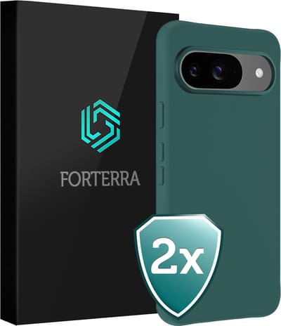 Hoesje 2 Stuks - Geschikt voor Google Pixel 9 - Sterk & Shockproof - Back Cover - Case Siliconen - Telefoon Hoes - Donkergroen