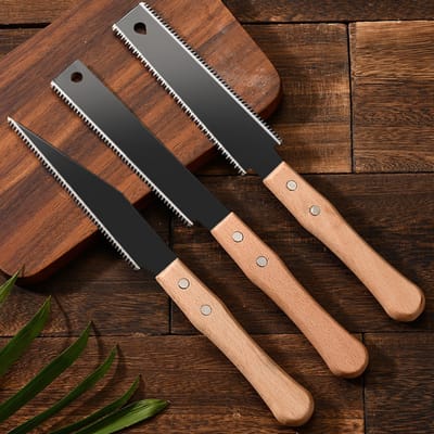 3 stucks kleine handzagen voor houtbewerking, 30,8 cm flexibel zaagblad, trekzaag voor knutselen, hobby's en doe-het-zelfprojecten, antislip houten handgreep, tuinsnoei, scherp en licht gereedschap voor houtbewerking-zwart