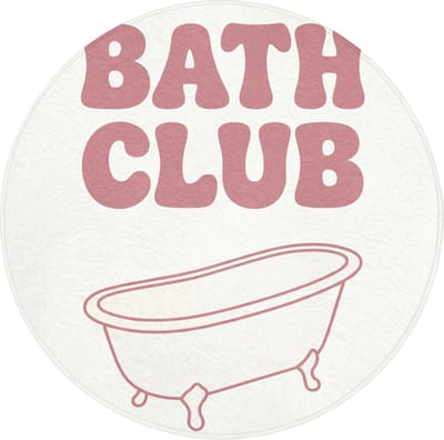 Badmat rond 70x70 cm - Antislip - Retro - Bad - Roze - Badmatten voor badkamer - Badkamermat - Douchemat - Ronde badkamer mat