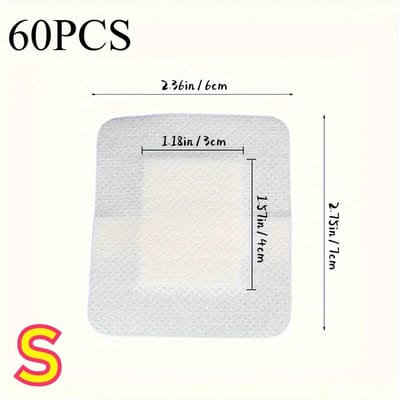 60 Pièces Grandes Hypoallergéniques Non Tissées Médicales Adhésives Pansements Pansement Premiers Secours 6x7cm white