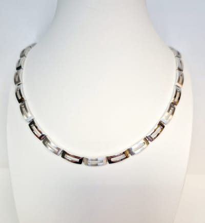 Collier - ketting - witgoud - 14 karaat - fantasie schakels - uitverkoop Juwelier Verlinden St. Hubert - van €1815,= voor €1479,=
