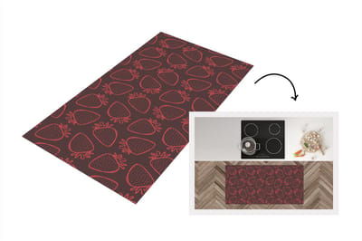 Keukenloper - Loper keuken - Patronen - Aardbei - Stippen - Fruit - 120x60 cm - Keukenloper vinyl