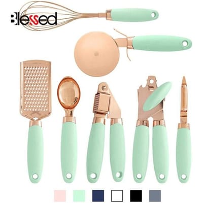 7PC Rose Gold Rvs Fruit peeling Keuken Gadget Set Blikopener Garde Koken High-End Keukengerei Keuken accessoires groen